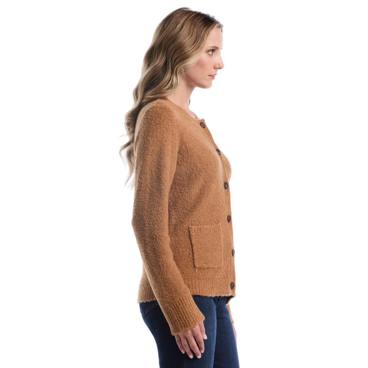 Womens Rafaella® Teddy Boucle Patch Pocket Cardigan
