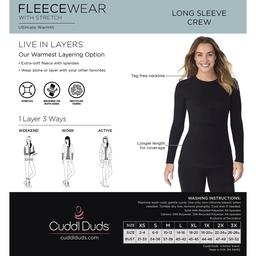 Womens Cuddl Duds® Solid Fleecewear with Stretch Long Sleeve Top