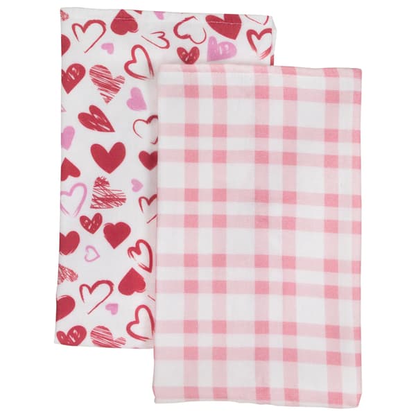 Northlight Seasonal Valentine''s Day Plaid & Hearts Kitchen Towels - image 