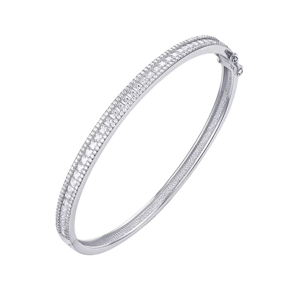 Princess-Cut & Round Cubic Zirconia Bangle Bracelet - image 