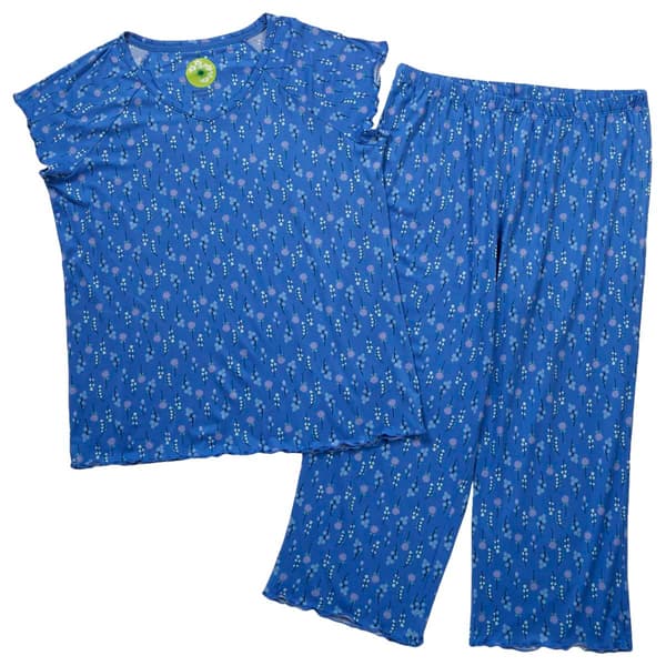 Plus Size White Orchid Flutter Sleeve Blueberry Bud Capri Pajama - image 
