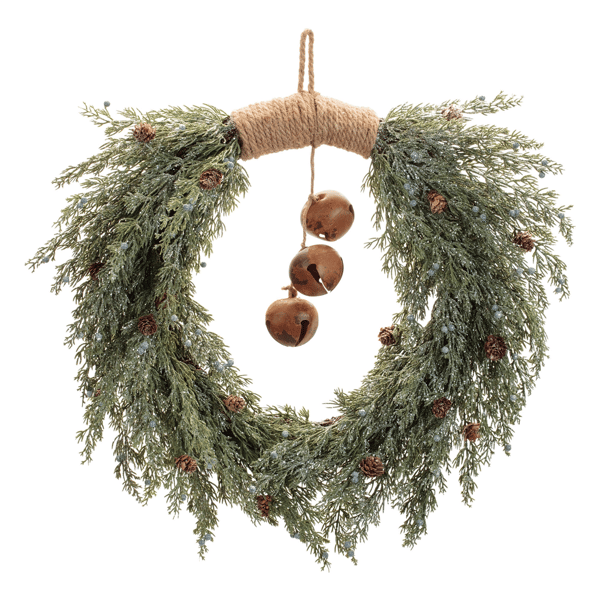 Melrose 22in. Glittered Pine with Sleigh Bell Wreath
