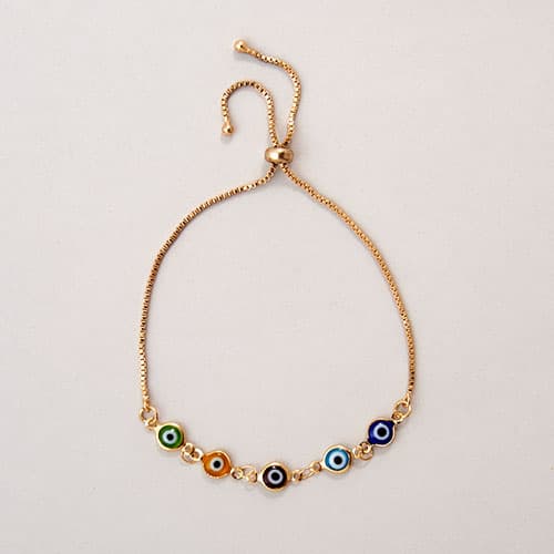 Fine Silver Plated Evil Eye Adjustable Bracelet - image 