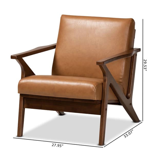Baxton Studio Bianca Modern Wood & Leather Effect Lounge Chair