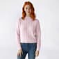 Juniors Pink Rose Fuzzy Feather Mock Neck Cable Knit Sweater - image 2