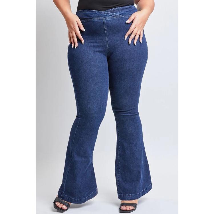 Juniors Plus YMI(R) High Rise V-Front Pull On Flare Jeans