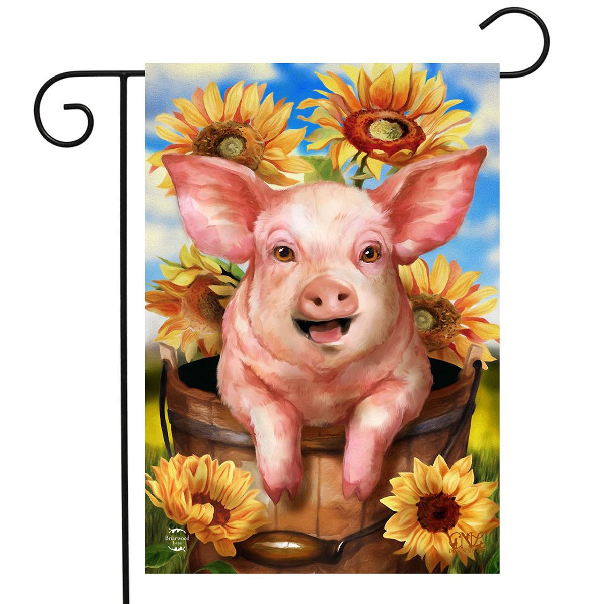 Briarwood Lane Happy Piglet Garden Flag