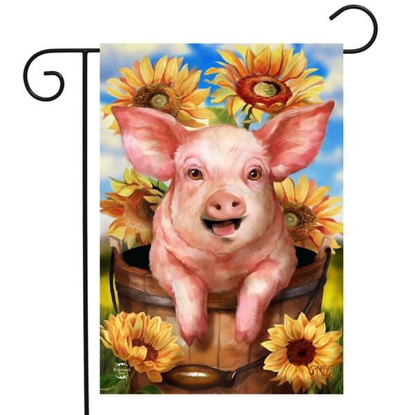 Briarwood Lane Happy Piglet Garden Flag - image 
