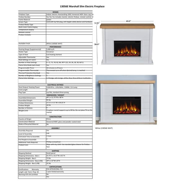 Real Flame Marshall Electric Fireplace