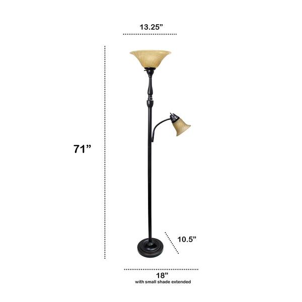 Lalia Home Reading Light/Marble Glass Shades Torchiere Floor Lamp