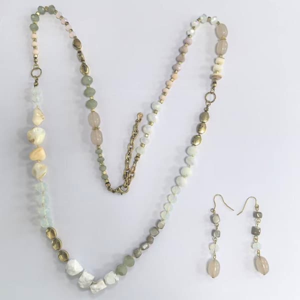 Ashley Cooper(tm) Gold-Tone Blue Bead Necklace & Earring  Set - image 