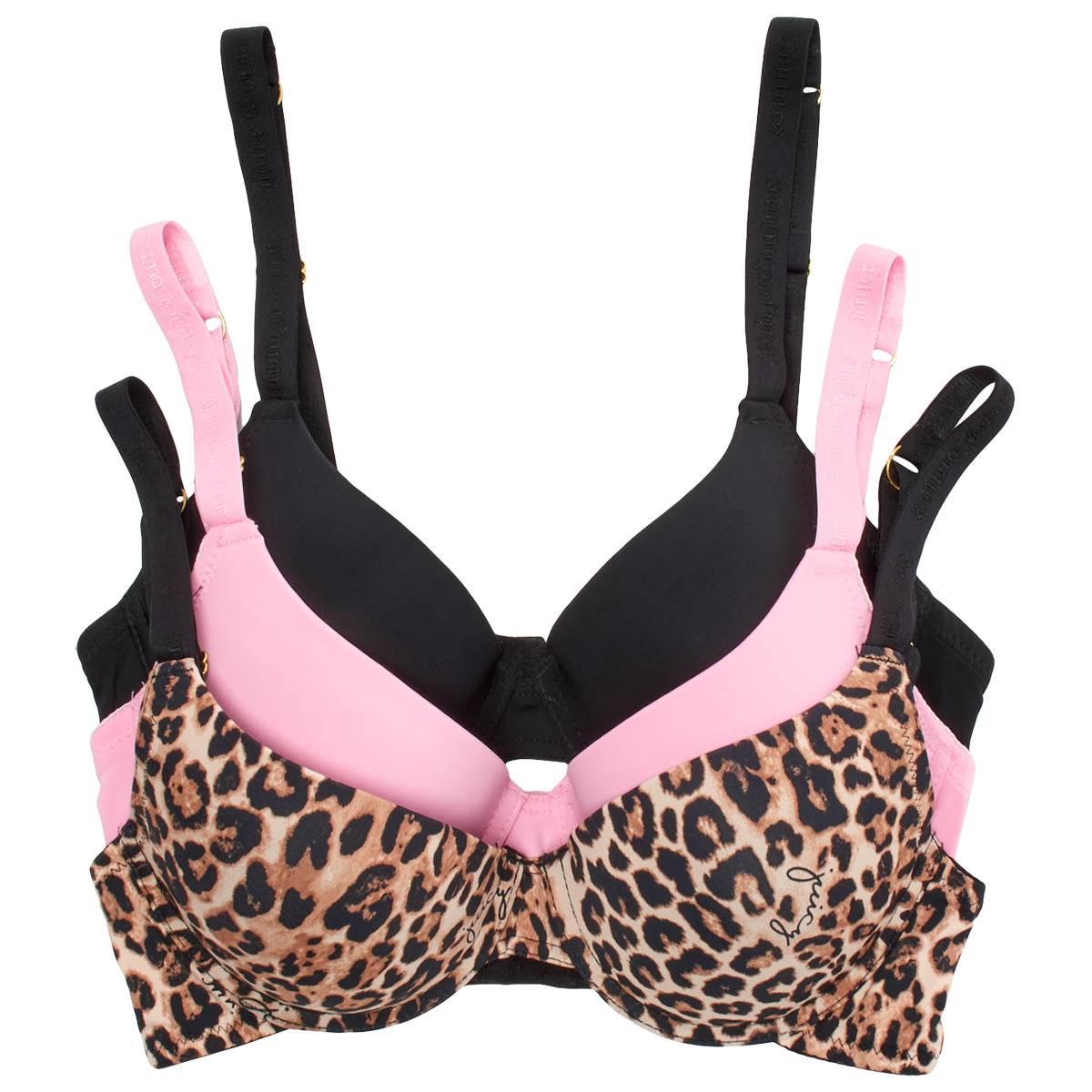 Open Video Modal for Womens Juicy Couture 3pk. Logo Strap Push-Up Bras JC4603-3PKDS