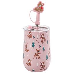 Home Essentials Reindeer Wine Tumbler with Sipper Straw