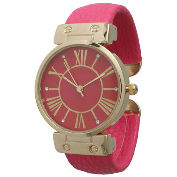 Womens Olivia Pratt Elegant Leather Watch - 14067HOTPINK - image 