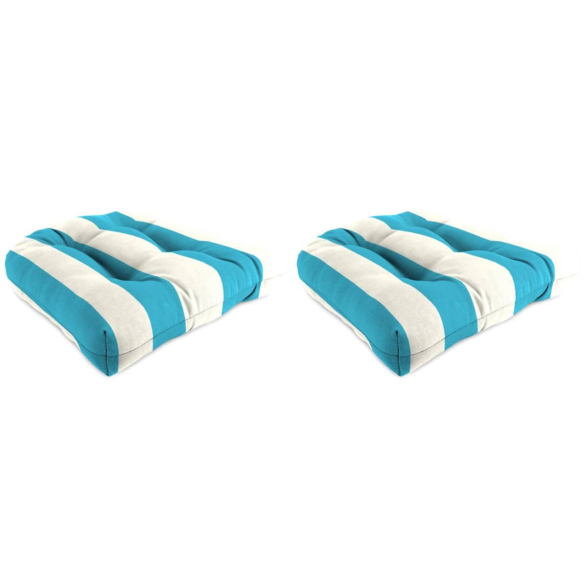 Jordan Stripe Cabana Turquoise Wicker Chair Cushions - Set...