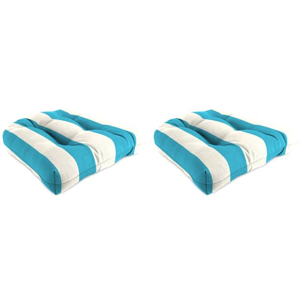 Jordan Stripe Cabana Turquoise Wicker Chair Cushions - Set Of 2 - image 