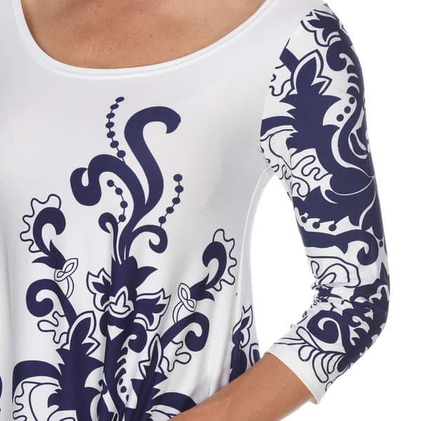 White Mark Yanette Boat Neck 3/4 Sleeves Tunic