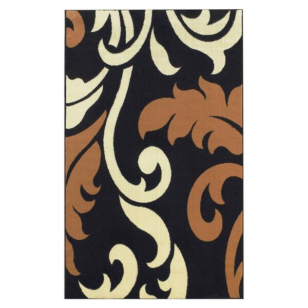Linon Capri Black Leaf Area Rug - 5x7 - image 
