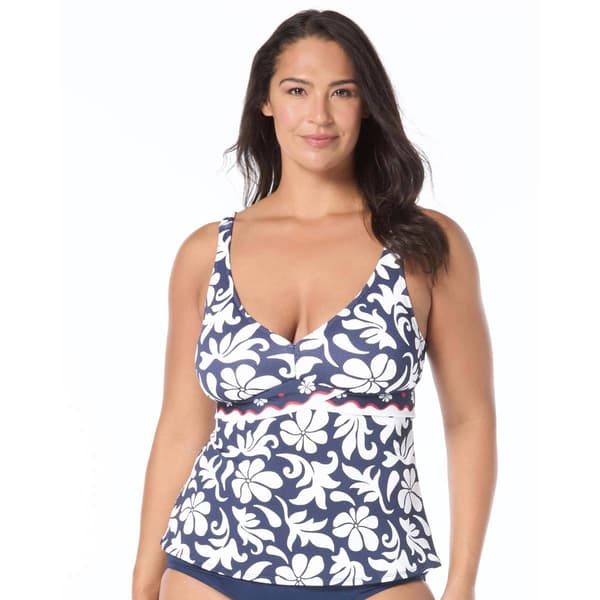 Plus Size Beach House Tropical Floral Pique Tankini Swim Top
