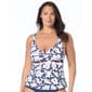 Plus Size Beach House Tropical Floral Pique Tankini Swim Top - image 1