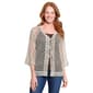 Womens Ali Miles Elbow Sleeve V Neck 3 Button Mesh Jacket - image 1