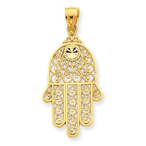 Gold Classics&#40;tm&#41; 14kt. Gold Filigree Chamseh Pendant - image 