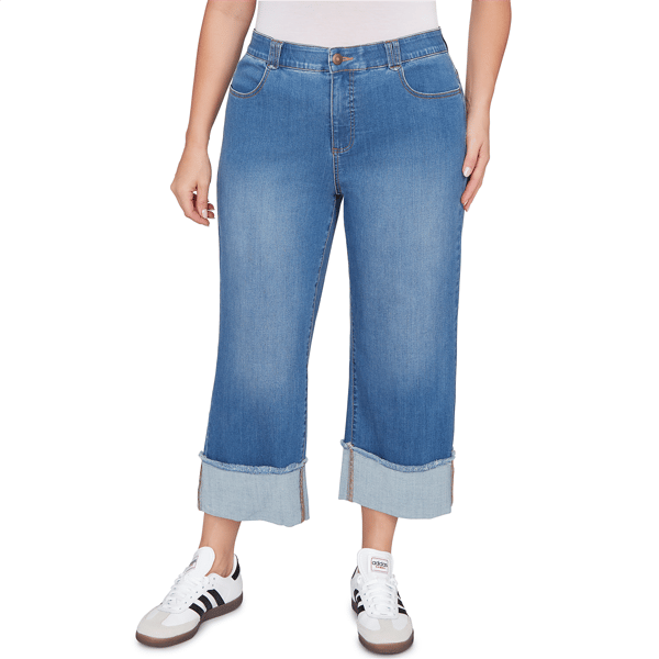 Plus Size Ruby Rd. Key Items Premium Stretch Denim Wide Leg Jeans - image 