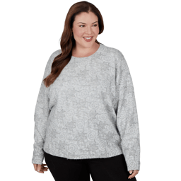 Plus Size Hearts of Palm Silver Linings Floral Swirl Sweater