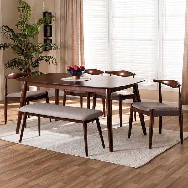 Baxton Studio Amato Mid- Century 6 Piece Dining Set