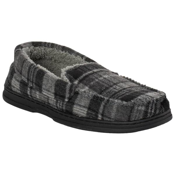 Mens Preswick & Moore(R) Microsuede Moccasin Slippers - Grey Plaid - image 