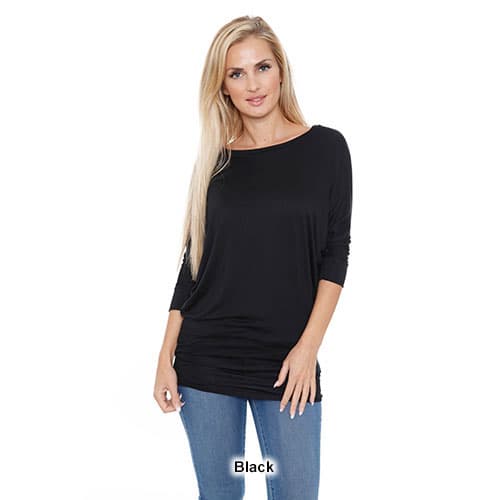 Womens White Mark Banded Dolman Center Marled Top