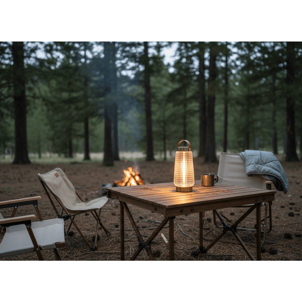 Adesso Samara Cordless LED Tall Table Lantern with Glass Shade