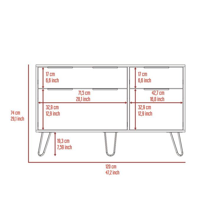 FM FURNITURE Monaco Light Oak Double Dresser