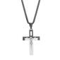 Mens Creed Stainless Steel Black Plated Crucifix Cross Necklace - image 1