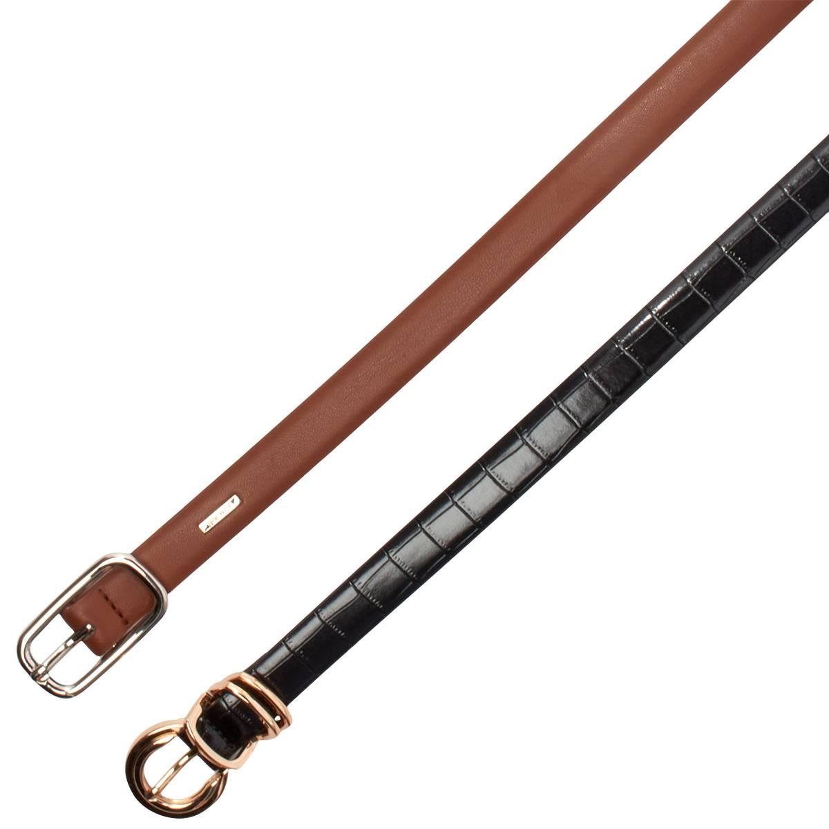 Womens Nine West 2-for-1 Skinny Belt - Black & Brown
