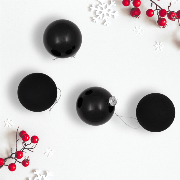 Northlight 4ct. Black 2-Finish Glass Ball Christmas Ornaments