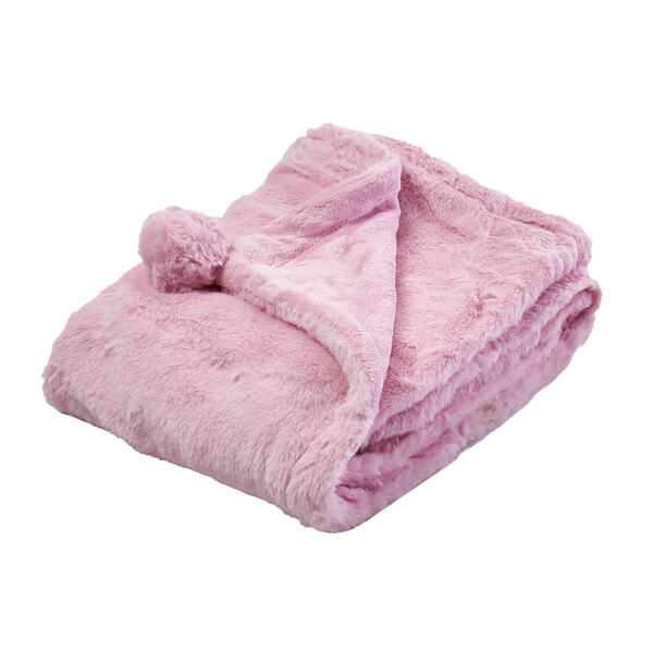 Little Celebrity Pink Pom Pom Sherpa Blanket - image 