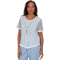 Petite Alfred Dunner Caribbean Blues Textured Stripe Blouse - image 3
