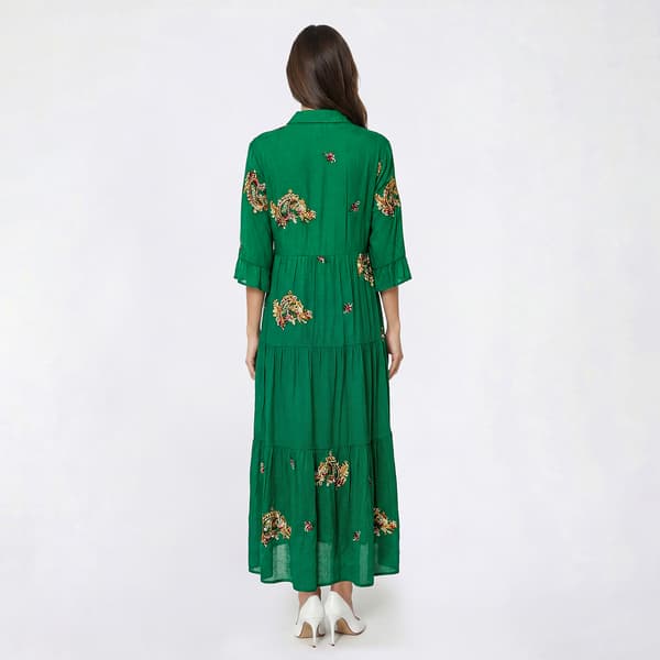 Womens Figueroa & Flower Elbow Sleeve Paisley Tier Maxi Dress