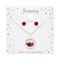 January Birthstone Shaker Necklace & Earrings Set