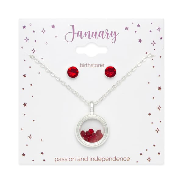 January Birthstone Shaker Necklace & Earrings Set
