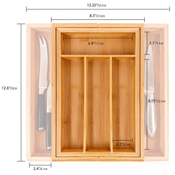 BergHOFF Bamboo 6-Slot Expanding Flatware Organizer - Set of 2