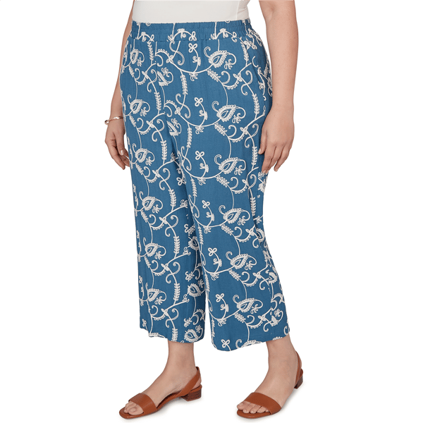 Plus Size Skye’s the Limit Summer Spice Embroidery Wide Leg Pants