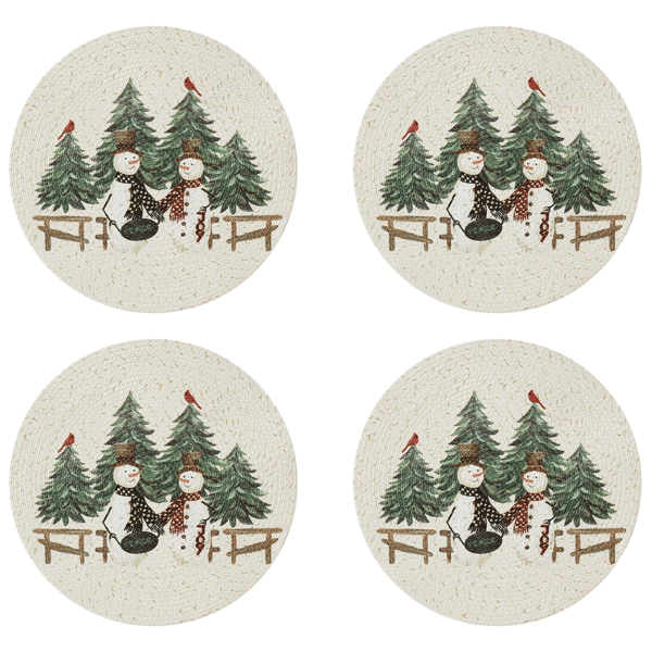 Avanti Avanti Linens Country Snowman Round Placemats - Set of 4 - image 