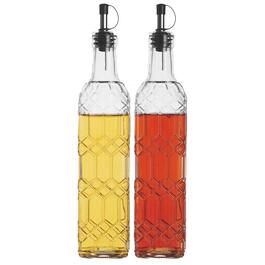Home Essentials Set of 2 Hexagon Embossed Oil & Vinegar Bottles