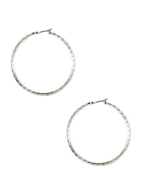Anne Klein Large Silver-Tone Hoop Earrings - image 