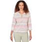 Petite Hearts of Palm Bloom Service Tie Neck Stripe Blouse - image 1