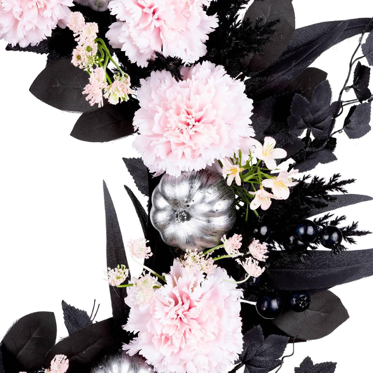 National Tree 26in. Pretty Morbid Pink Carnation Halloween Wreath