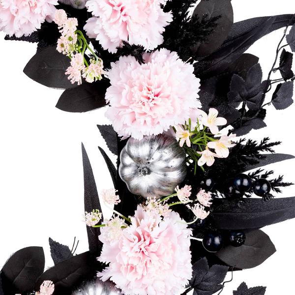 National Tree 26in. Pretty Morbid Pink Carnation Halloween Wreath
