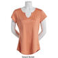 Juniors Poof! Short Sleeve Solid Split Neck Top - image 3